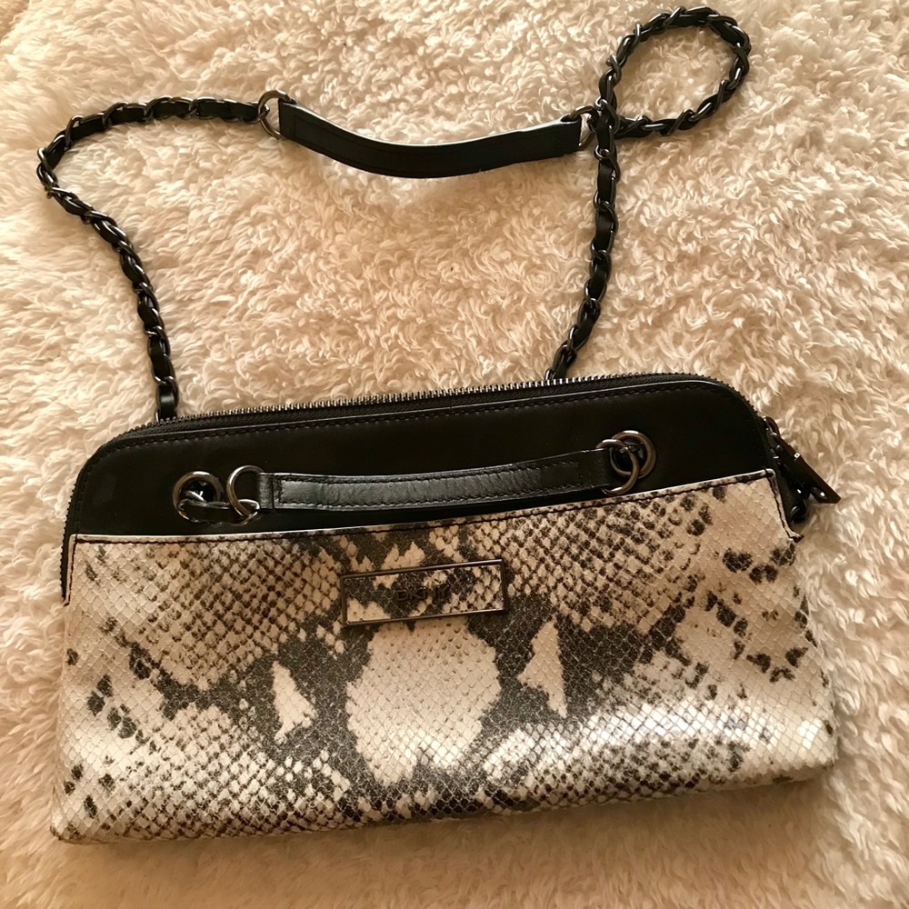 DKNY Snakeskin Print Leather Cross Body